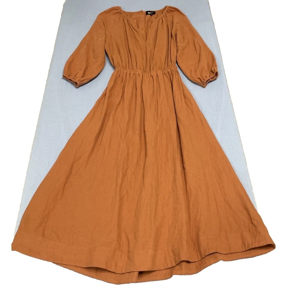 Monrow Eco Friendly Rust Color Organic Cotton Midi Dress Back Cutout Women's S